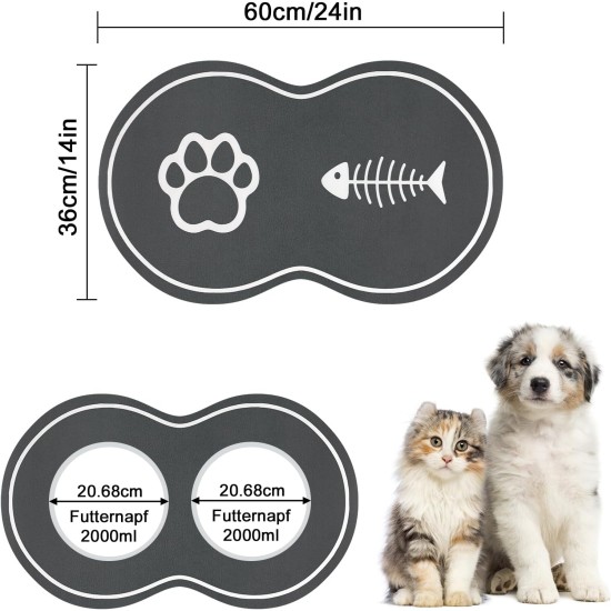Lurowo Dog Bowl Mat, 40 x 60 cm, Non-Slip Mat, Cat Bowl, Absorbency Feeding Mat, Dogs, Waterproof Bowl Mat, Cats, Mat for Dog Bowl Lurowo Dog Bowl Mat, 40 x 60 cm, Non-Slip Mat, Cat Bowl, Absorbency Feeding Mat, Dogs, Waterproof Bowl Mat, Cats, Mat for Dog Bowl