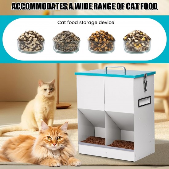 MUYIRTED Automatic Cat Feeder, 2 Bowls, 10 L Feeders, Cat Feeder for Cat Food, Made of Metal, Dry Food Automatic for Cats and Small Dogs, Rabbits, Feeding Station Cats MUYIRTED Automatic Cat Feeder, 2 Bowls, 10 L Feeders, Cat Feeder for Cat Food, Made of Metal, Dry Food Automatic for Cats and Small Dogs, Rabbits, Feeding Station Cats