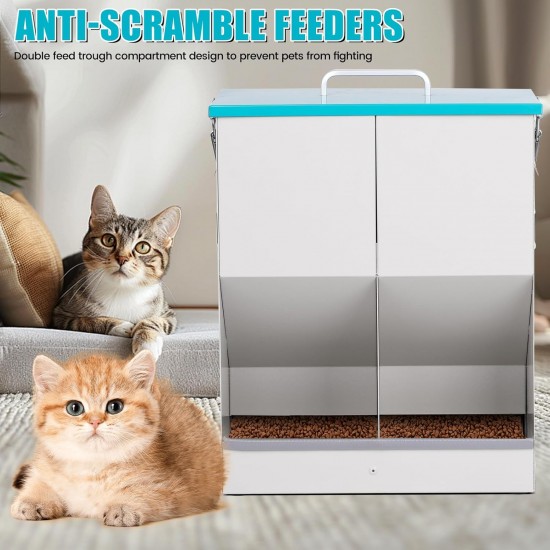 MUYIRTED Automatic Cat Feeder, 2 Bowls, 10 L Feeders, Cat Feeder for Cat Food, Made of Metal, Dry Food Automatic for Cats and Small Dogs, Rabbits, Feeding Station Cats MUYIRTED Automatic Cat Feeder, 2 Bowls, 10 L Feeders, Cat Feeder for Cat Food, Made of Metal, Dry Food Automatic for Cats and Small Dogs, Rabbits, Feeding Station Cats