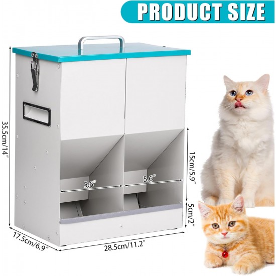 MUYIRTED Automatic Cat Feeder, 2 Bowls, 10 L Feeders, Cat Feeder for Cat Food, Made of Metal, Dry Food Automatic for Cats and Small Dogs, Rabbits, Feeding Station Cats MUYIRTED Automatic Cat Feeder, 2 Bowls, 10 L Feeders, Cat Feeder for Cat Food, Made of Metal, Dry Food Automatic for Cats and Small Dogs, Rabbits, Feeding Station Cats