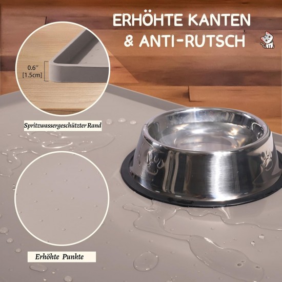 MateeyLife Cat Bowl Mat Large Dog Bowl Mat Small Dogs Silicone Mat Dog Bowl Large Dogs Non-Slip Mat Cat Bowl Cat Feeding Bowl Mat 55 x 35 cm MateeyLife Cat Bowl Mat Large Dog Bowl Mat Small Dogs Silicone Mat Dog Bowl Large Dogs Non-Slip Mat Cat Bowl Cat Feeding Bowl Mat 55 x 35 cm