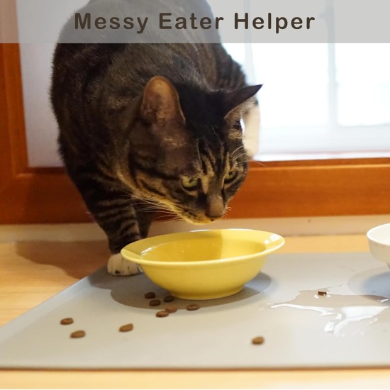 Meow&Woof Premium Silicone Dog Food Mat Non-Slip Waterproof Bowl Mat Dog Cats 48 x 30 cm Pet Place Mat for Food Water Dog Bowl Mat Bowl Mat Prevents Spilling Grey Meow&Woof Premium Silicone Dog Food Mat Non-Slip Waterproof Bowl Mat Dog Cats 48 x 30 cm Pet Place Mat for Food Water Dog Bowl Mat Bowl Mat Prevents Spilling Grey