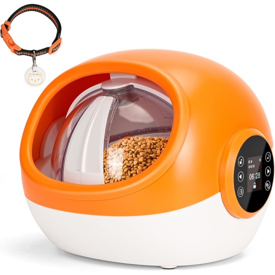 Microchip Automatic Cat Feeder, Cat Food Automatic with RFID Collar Pendant, Dual Powered Electric Pet Feeder, Automatic Cat Wet Food for Wet and Dry Food, Orange Microchip Automatic Cat Feeder, Cat Food Automatic with RFID Collar Pendant, Dual Powered Electric Pet Feeder, Automatic Cat Wet Food for Wet and Dry Food, Orange