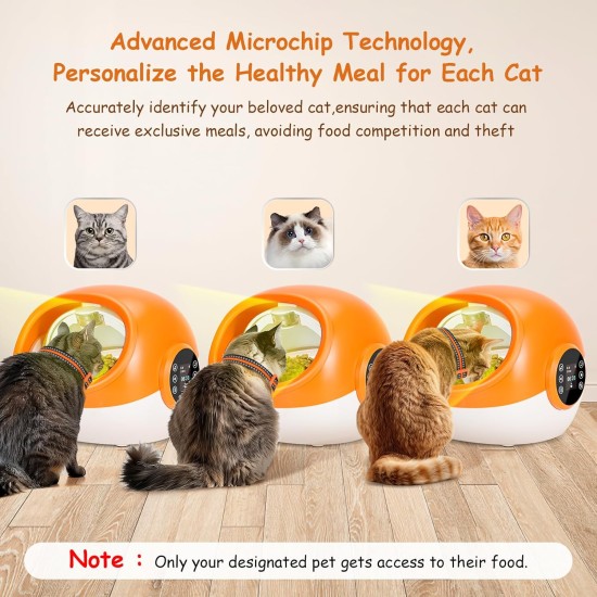 Microchip Automatic Cat Feeder, Cat Food Automatic with RFID Collar Pendant, Dual Powered Electric Pet Feeder, Automatic Cat Wet Food for Wet and Dry Food, Orange Microchip Automatic Cat Feeder, Cat Food Automatic with RFID Collar Pendant, Dual Powered Electric Pet Feeder, Automatic Cat Wet Food for Wet and Dry Food, Orange