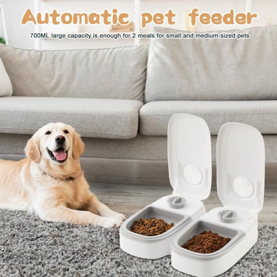 Mineup Automatic Cat Feeder, 700 ml Automatic Feeder for Cats, 2 Meals Cat Food Automatic with 48 Hour Timer, Automatic Feeder for Cats and Dogs for Wet Food and Dry Food Mineup Automatic Cat Feeder, 700 ml Automatic Feeder for Cats, 2 Meals Cat Food Automatic with 48 Hour Timer, Automatic Feeder for Cats and Dogs for Wet Food and Dry Food