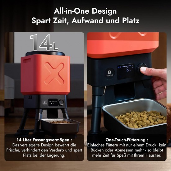 Molly&Cody Automatic Feeder, 14L Large Capacity Feeder for Large Dogs, 2.4G WiFi App Control, Dosage Can Be Adjusted, Easy to Use, with Stainless Steel Bowl Molly&Cody Automatic Feeder, 14L Large Capacity Feeder for Large Dogs, 2.4G WiFi App Control, Dosage Can Be Adjusted, Easy to Use, with Stainless Steel Bowl