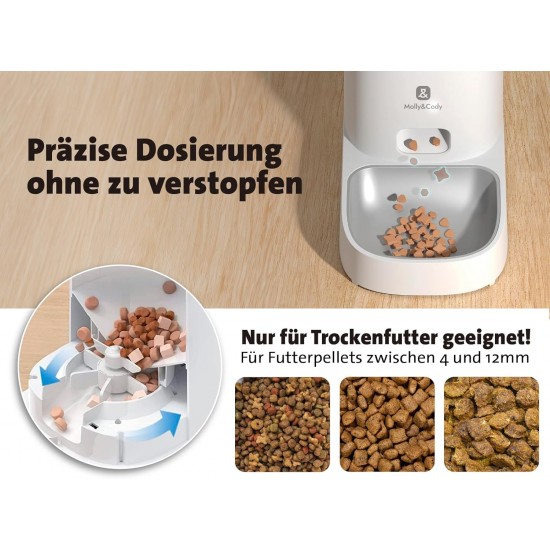 Molly&Cody Balou Automatic Feeder for Cats and Dogs (4L Container, Automatic Feeder for Dry Food, Feeding according to Schedule, LED Display, Button Lock, Dual Power Supply, Stainless Steel) Molly&Cody Balou Automatic Feeder for Cats and Dogs (4L Container, Automatic Feeder for Dry Food, Feeding according to Schedule, LED Display, Button Lock, Dual Power Supply, Stainless Steel)