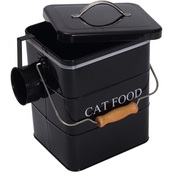 Morezi Cat Food Storage Jar with Lid and Spoon, Cat Food Container, Dry Food Container, Storage Jar, Black Morezi Cat Food Storage Jar with Lid and Spoon, Cat Food Container, Dry Food Container, Storage Jar, Black