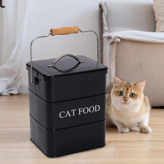 Morezi Cat Food Storage Jar with Lid and Spoon, Cat Food Container, Dry Food Container, Storage Jar, Black Morezi Cat Food Storage Jar with Lid and Spoon, Cat Food Container, Dry Food Container, Storage Jar, Black