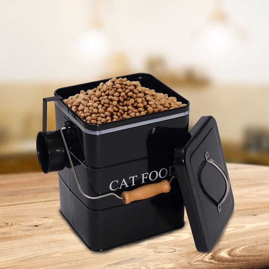 Morezi Cat Food Storage Jar with Lid and Spoon, Cat Food Container, Dry Food Container, Storage Jar, Black Morezi Cat Food Storage Jar with Lid and Spoon, Cat Food Container, Dry Food Container, Storage Jar, Black