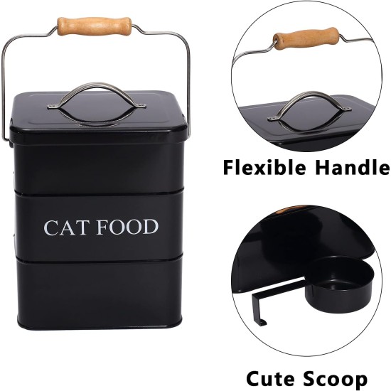 Morezi Cat Food Storage Jar with Lid and Spoon, Cat Food Container, Dry Food Container, Storage Jar, Black Morezi Cat Food Storage Jar with Lid and Spoon, Cat Food Container, Dry Food Container, Storage Jar, Black