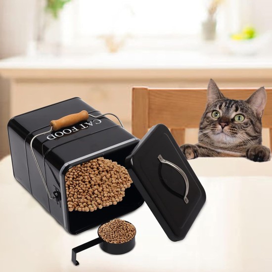 Morezi Cat Food Storage Jar with Lid and Spoon, Cat Food Container, Dry Food Container, Storage Jar, Black Morezi Cat Food Storage Jar with Lid and Spoon, Cat Food Container, Dry Food Container, Storage Jar, Black