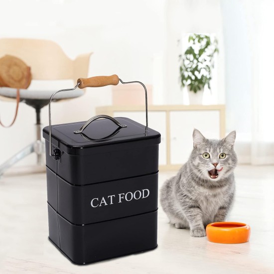 Morezi Cat Food Storage Jar with Lid and Spoon, Cat Food Container, Dry Food Container, Storage Jar, Black Morezi Cat Food Storage Jar with Lid and Spoon, Cat Food Container, Dry Food Container, Storage Jar, Black