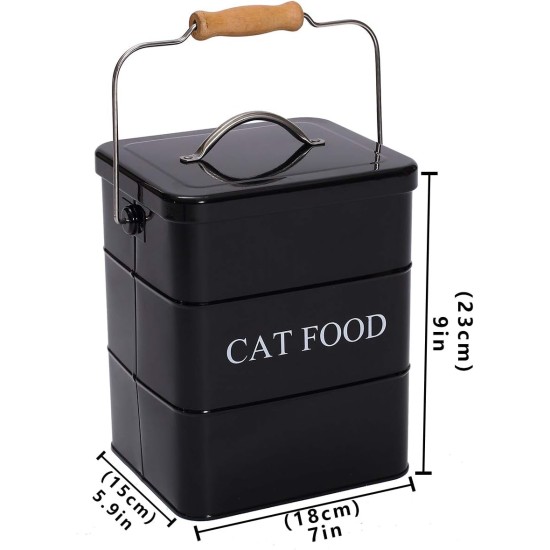 Morezi Cat Food Storage Jar with Lid and Spoon, Cat Food Container, Dry Food Container, Storage Jar, Black Morezi Cat Food Storage Jar with Lid and Spoon, Cat Food Container, Dry Food Container, Storage Jar, Black