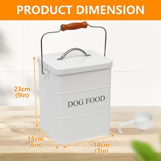 Morezi Cat Food Storage Jar with Lid and Spoon, Cat Food Container, Dry Food Container, Storage Jar, White Morezi Cat Food Storage Jar with Lid and Spoon, Cat Food Container, Dry Food Container, Storage Jar, White