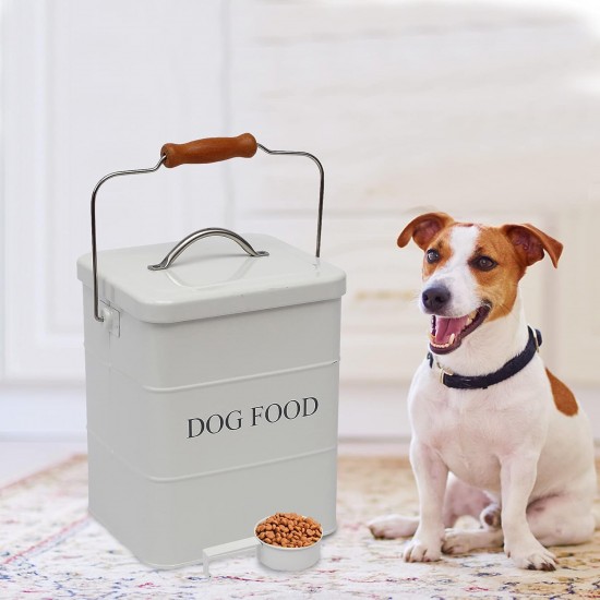 Morezi Cat Food Storage Jar with Lid and Spoon, Cat Food Container, Dry Food Container, Storage Jar, White Morezi Cat Food Storage Jar with Lid and Spoon, Cat Food Container, Dry Food Container, Storage Jar, White
