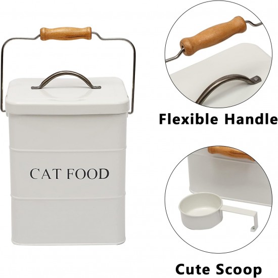 Morezi Cat Food Storage Jar with Lid and Spoon, Cat Food Container, Dry Food Container, Storage Jar, White Morezi Cat Food Storage Jar with Lid and Spoon, Cat Food Container, Dry Food Container, Storage Jar, White