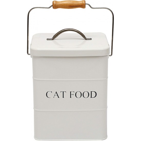 Morezi Cat Food Storage Jar with Lid and Spoon, Cat Food Container, Dry Food Container, Storage Jar, White