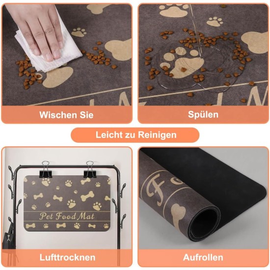 Napfunterlage Hund Katzen Futternapf Unterlage, rutschfest Unterlage Haustiere, Hundefutter Matte Absorbierend Haustier Fütterung Matte Personalisierte Katze Platzset (Braun, 30 x 50 cm) Napfunterlage Hund Katzen Futternapf Unterlage, rutschfest Unterlage Haustiere, Hundefutter Matte Absorbierend Haustier Fütterung Matte Personalisierte Katze Platzset (Braun, 30 x 50 cm)
