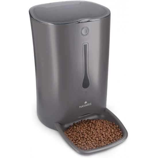 Navaris Automatic Feeder - 6 L Feeder with Timer and Acoustic Notification - for Dogs and Cats, White Navaris Automatic Feeder - 6 L Feeder with Timer and Acoustic Notification - for Dogs and Cats, White