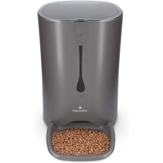 Navaris Automatic Feeder - 6 L Feeder with Timer and Acoustic Notification - for Dogs and Cats, White Navaris Automatic Feeder - 6 L Feeder with Timer and Acoustic Notification - for Dogs and Cats, White