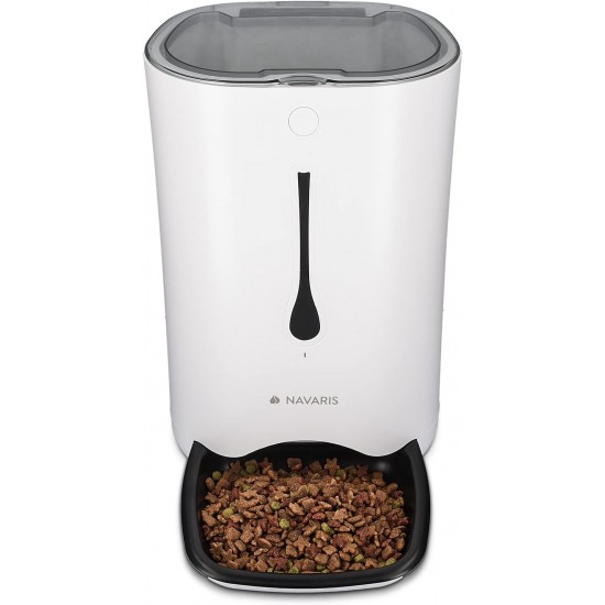 Navaris Automatic Feeder - 6 L Feeder with Timer and Acoustic Notification - for Dogs and Cats, White Navaris Automatic Feeder - 6 L Feeder with Timer and Acoustic Notification - for Dogs and Cats, White