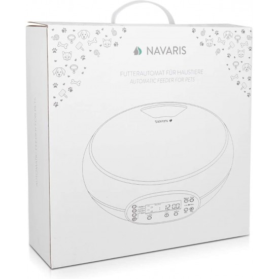 Navaris Automatic Feeder with Timer - 1.6 L Feeder up to 4 Meals a Day - Acoustic Notification - for Small Dogs and Cats Navaris Automatic Feeder with Timer - 1.6 L Feeder up to 4 Meals a Day - Acoustic Notification - for Small Dogs and Cats