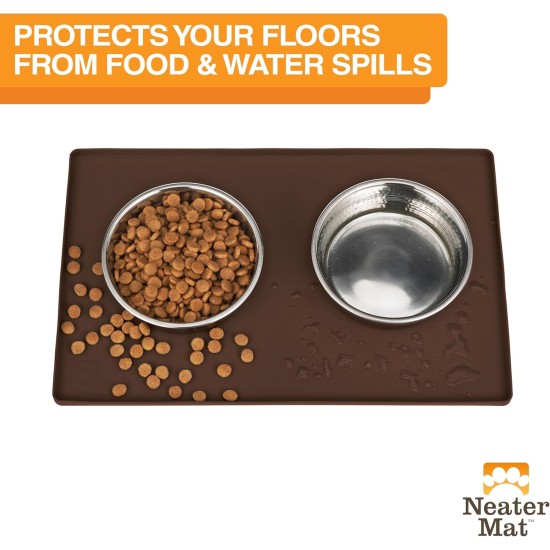 Neater Pet Brands Bowl Mat Dog and Cats Waterproof - Silicone Cat and Dog Bowl Mat - Feeding Mat Dog and Cats Protects Floors from Food and Water (40.6 x 25.5 cm, Cappuccino) Neater Pet Brands Bowl Mat Dog and Cats Waterproof - Silicone Cat and Dog Bowl Mat - Feeding Mat Dog and Cats Protects Floors from Food and Water (40.6 x 25.5 cm, Cappuccino)
