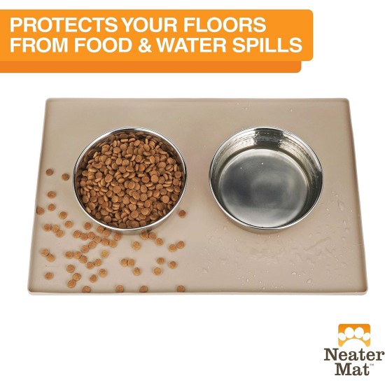 Neater Pet Brands Bowl Mat Dog and Cats Waterproof - Silicone Cat and Dog Bowl Mat - Feeding Mat Dog and Cats Protects Floors from Food and Water (40.6 x 25.5 cm, Cappuccino) Neater Pet Brands Bowl Mat Dog and Cats Waterproof - Silicone Cat and Dog Bowl Mat - Feeding Mat Dog and Cats Protects Floors from Food and Water (40.6 x 25.5 cm, Cappuccino)