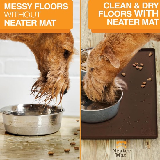 Neater Pet Brands Bowl Mat Dog and Cats Waterproof - Silicone Cat and Dog Bowl Mat - Feeding Mat Dog and Cats Protects Floors from Food and Water (40.6 x 25.5 cm, Cappuccino) Neater Pet Brands Bowl Mat Dog and Cats Waterproof - Silicone Cat and Dog Bowl Mat - Feeding Mat Dog and Cats Protects Floors from Food and Water (40.6 x 25.5 cm, Cappuccino)