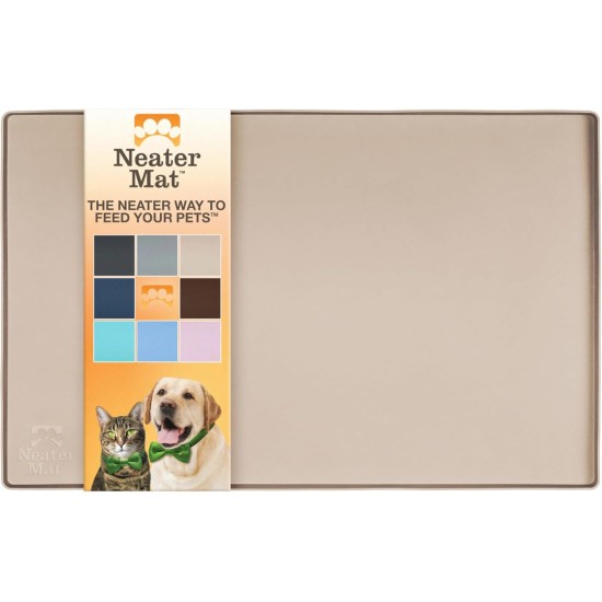 Neater Pet Brands Bowl Mat Dog and Cats Waterproof - Silicone Cat and Dog Bowl Mat - Feeding Mat Dog and Cats Protects Floors from Food and Water (40.6 x 25.5 cm, Cappuccino)