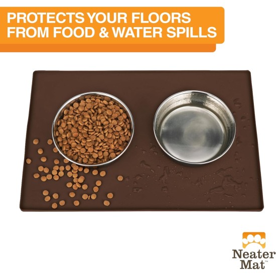 Neater Pet Brands Bowl Mat Dog and Cats Waterproof - Silicone Cat and Dog Bowl Mat - Feeding Mat Dog and Cats Protects Floors from Food and Water (40.6 x 25.5 cm, Cappuccino) Neater Pet Brands Bowl Mat Dog and Cats Waterproof - Silicone Cat and Dog Bowl Mat - Feeding Mat Dog and Cats Protects Floors from Food and Water (40.6 x 25.5 cm, Cappuccino)
