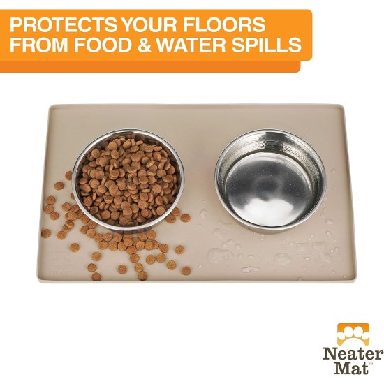 Neater Pet Brands Bowl Mat Dog and Cats Waterproof - Silicone Cat and Dog Bowl Mat - Feeding Mat Dog and Cats Protects Floors from Food and Water (40.6 x 25.5 cm, Cappuccino) Neater Pet Brands Bowl Mat Dog and Cats Waterproof - Silicone Cat and Dog Bowl Mat - Feeding Mat Dog and Cats Protects Floors from Food and Water (40.6 x 25.5 cm, Cappuccino)