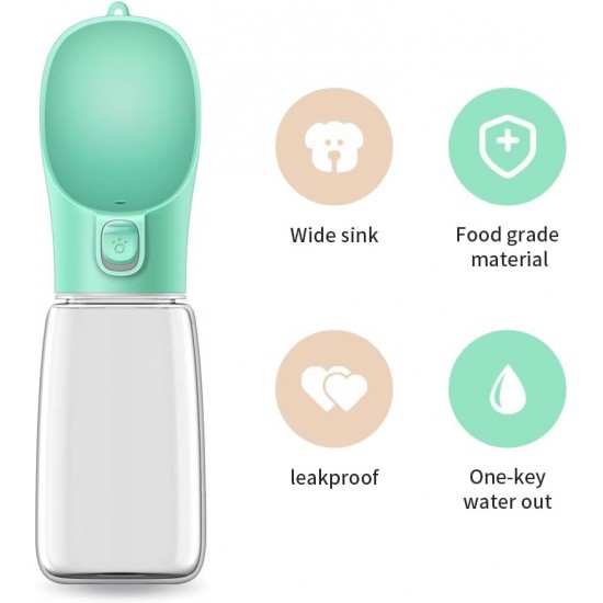 Newaner Dog Water Bottle, Leak-proof Portable Puppy Water Dispenser with Automatic Feeder for Pets, Cats, Outdoors, Hiking, Travel, Food Grade Plastic (550 ml, Green) Newaner Dog Water Bottle, Leak-proof Portable Puppy Water Dispenser with Automatic Feeder for Pets, Cats, Outdoors, Hiking, Travel, Food Grade Plastic (550 ml, Green)