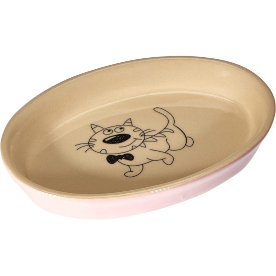 Nobby 73636 Ceramic Cat Bowl Oval 17 x 11 x 2.5 cm, Pink/Beige Nobby 73636 Ceramic Cat Bowl Oval 17 x 11 x 2.5 cm, Pink/Beige