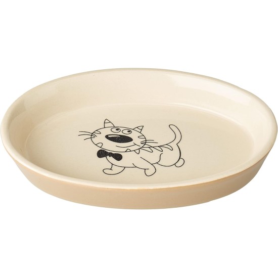 Nobby 73638 Ceramic Cat Bowl Oval 17 x 11 x 2.5 cm, Brown/Beige Nobby 73638 Ceramic Cat Bowl Oval 17 x 11 x 2.5 cm, Brown/Beige
