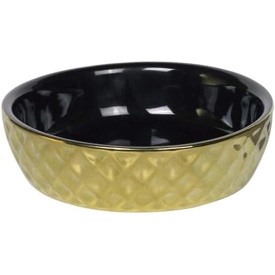 Nobby Cat Ceramic Bowl Gold, Gold, Diameter 14.0 x 4 cm, 0.25 L, 1 Piece, Black Nobby Cat Ceramic Bowl Gold, Gold, Diameter 14.0 x 4 cm, 0.25 L, 1 Piece, Black