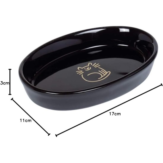 Nobby Cat Ceramic Bowl Oval Golden Cat Black 17 x 11 x 2.5 cm 0.12 L Pack of 1 Nobby Cat Ceramic Bowl Oval Golden Cat Black 17 x 11 x 2.5 cm 0.12 L Pack of 1