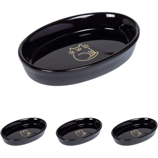Nobby Cat Ceramic Bowl Oval Golden Cat Black 17 x 11 x 2.5 cm 0.12 L Pack of 1 Nobby Cat Ceramic Bowl Oval Golden Cat Black 17 x 11 x 2.5 cm 0.12 L Pack of 1