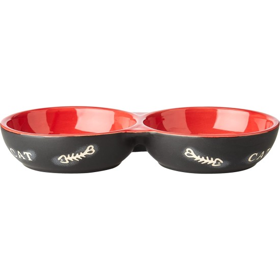 Nobby Ceramic Double Bowl for Cats, 22.0 cm, Pink / Beige Nobby Ceramic Double Bowl for Cats, 22.0 cm, Pink / Beige
