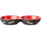 Nobby Ceramic Double Bowl for Cats, 22.0 cm, black/red
