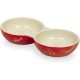 Nobby Ceramic Double Bowl for Cats, 22.0 cm, red-beige