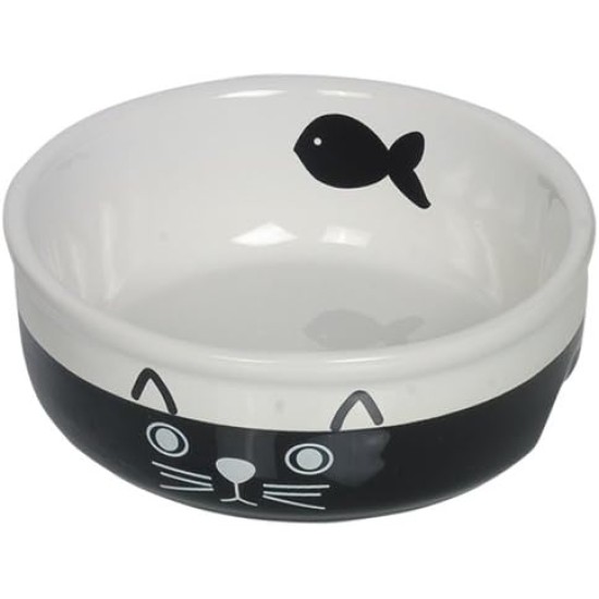 Nobby Face Ceramic Cat Bowl Diameter 13.5 x 5 cm Black / White Nobby Face Ceramic Cat Bowl Diameter 13.5 x 5 cm Black / White