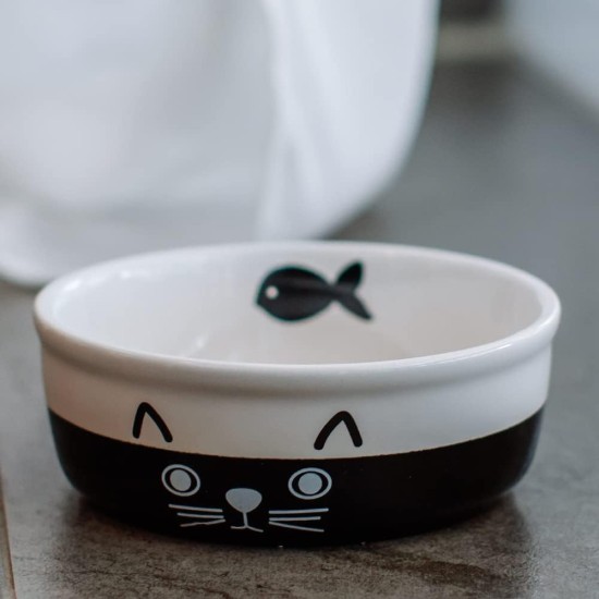 Nobby Face Ceramic Cat Bowl Diameter 13.5 x 5 cm Black / White Nobby Face Ceramic Cat Bowl Diameter 13.5 x 5 cm Black / White