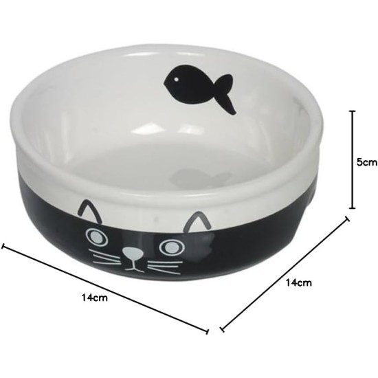 Nobby Face Ceramic Cat Bowl Diameter 13.5 x 5 cm Black / White Nobby Face Ceramic Cat Bowl Diameter 13.5 x 5 cm Black / White