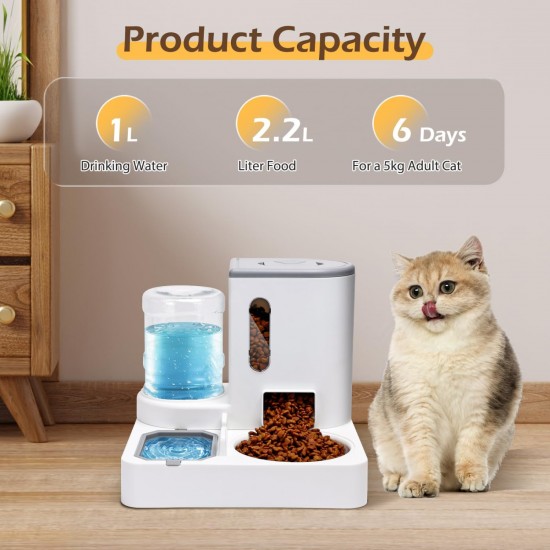 Nobleza 2-in-1 Automatic Cat Dog Feeder, 2.2L Feeder, 1L Water Dispenser for Dogs, Cats, Small and Medium Pets (Grey) Nobleza 2-in-1 Automatic Cat Dog Feeder, 2.2L Feeder, 1L Water Dispenser for Dogs, Cats, Small and Medium Pets (Grey)