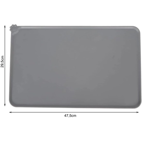 Non-Slip Silicone Bowl Mat for Dogs & Cats - Waterproof, Non-Slip, Feeding Mat, 47 x 30 cm, Grey - Food Mat for Pets, Easy to Clean Non-Slip Silicone Bowl Mat for Dogs & Cats - Waterproof, Non-Slip, Feeding Mat, 47 x 30 cm, Grey - Food Mat for Pets, Easy to Clean