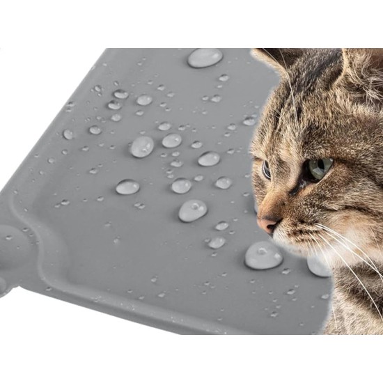 Non-Slip Silicone Bowl Mat for Dogs & Cats - Waterproof, Non-Slip, Feeding Mat, 47 x 30 cm, Grey - Food Mat for Pets, Easy to Clean Non-Slip Silicone Bowl Mat for Dogs & Cats - Waterproof, Non-Slip, Feeding Mat, 47 x 30 cm, Grey - Food Mat for Pets, Easy to Clean