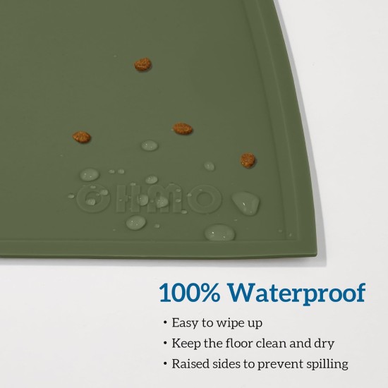 OHMO Bowl Mat for Small Dogs and Cats, Mat for Cat Bowl, Non-Slip Silicone Feeding Mat, Waterproof, Beige, 52 x 30 cm OHMO Bowl Mat for Small Dogs and Cats, Mat for Cat Bowl, Non-Slip Silicone Feeding Mat, Waterproof, Beige, 52 x 30 cm