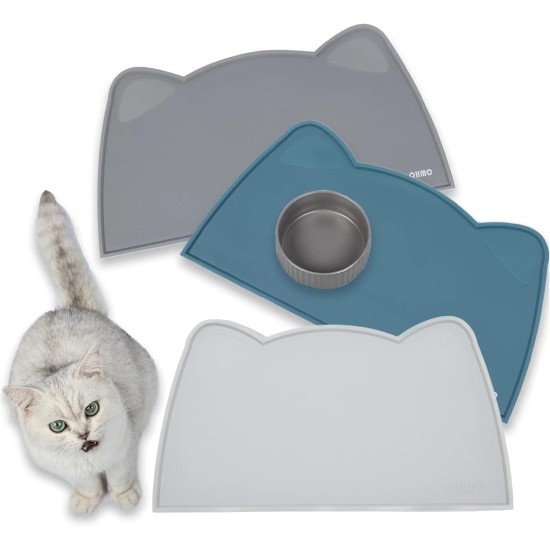 OHMO Bowl Mat for Small Dogs and Cats, Mat for Cat Bowl, Non-Slip Silicone Feeding Mat, Waterproof, Beige, 52 x 30 cm OHMO Bowl Mat for Small Dogs and Cats, Mat for Cat Bowl, Non-Slip Silicone Feeding Mat, Waterproof, Beige, 52 x 30 cm